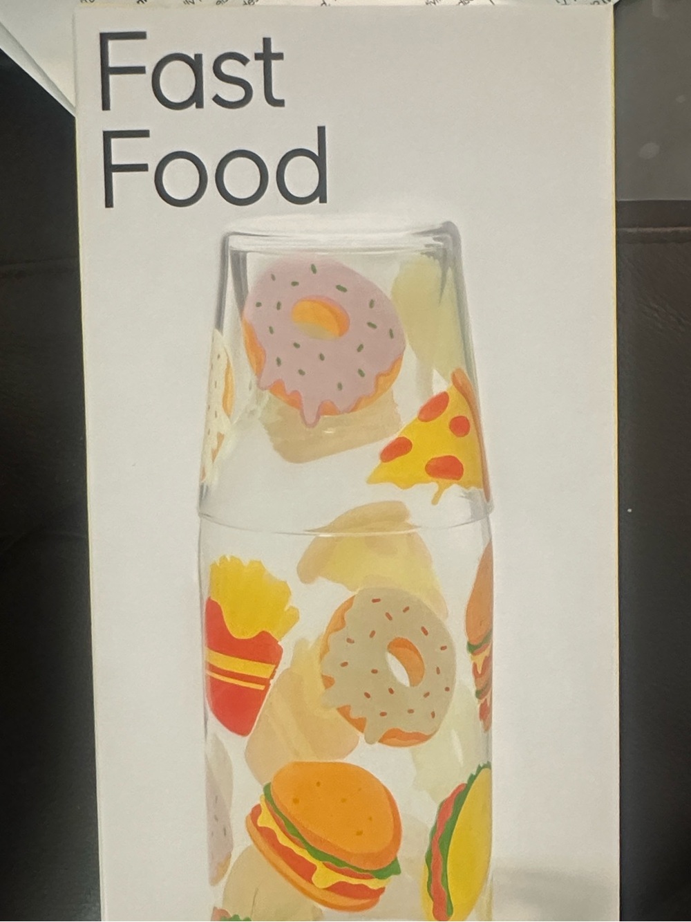 Fast Food Glass Jar with Donut, Burger & Pizza Print
